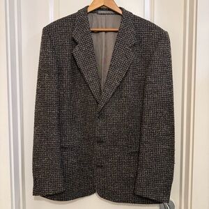 Y2K Bagir 100% wool bouclé textured blazer Black taupe multicolor preppy 42L